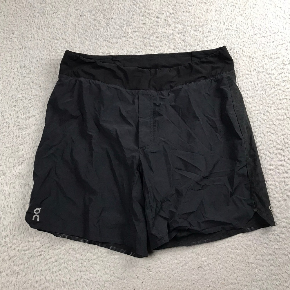 On Running‎ Shorts Women XL Black 7" Lightweight Mesh Trim Athletic Performance